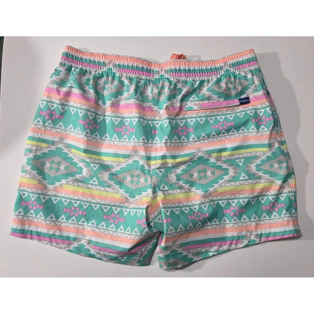 Chubbies‎ Mens Swim Trunks XL Teal Southwestern Geometric 5.5 Inch Inseam Shorts